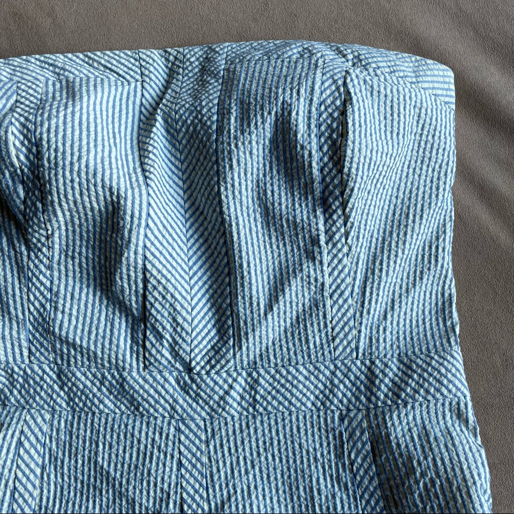 Banana Republic Blue and White Strapless Dress